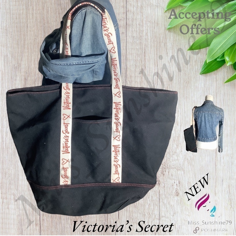 Victoria’s Secret NEW - roomy strong canvas bag with logo straps #shoppingbuddy
